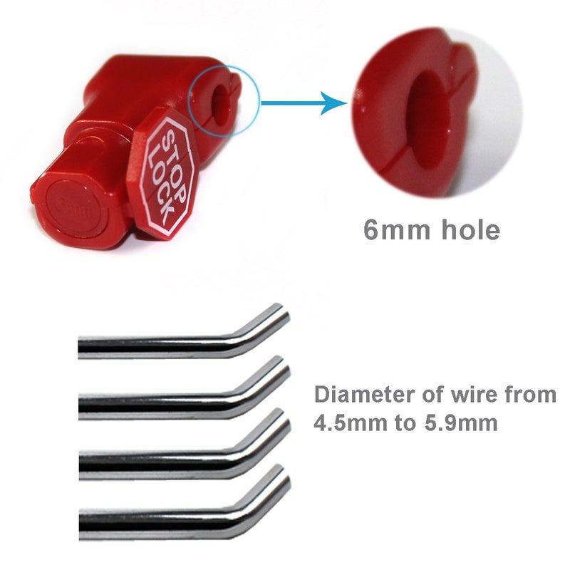 بيترتك أقفال خطافات BETERTEK، 100 قطعة، أقفال توقف بلاستيكية حمراء، أقفال أمان لخطافات عرض المنتجات، أقفال خطافات عرض المنتجات - Image 4